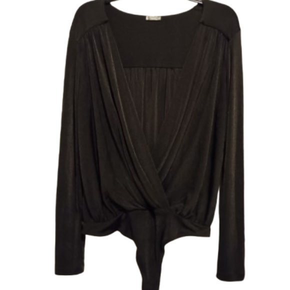 Free People Tops - NWT Free People Intimately "Under The Trees" Bodysuit Black‎ XL Plunging V-Neck